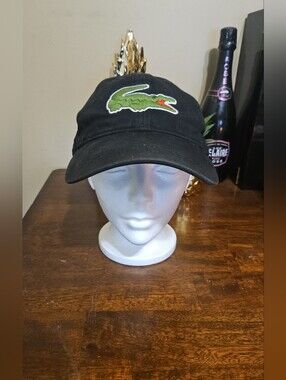 Lacoste Black Baseball Cap with Green Croc Logo
